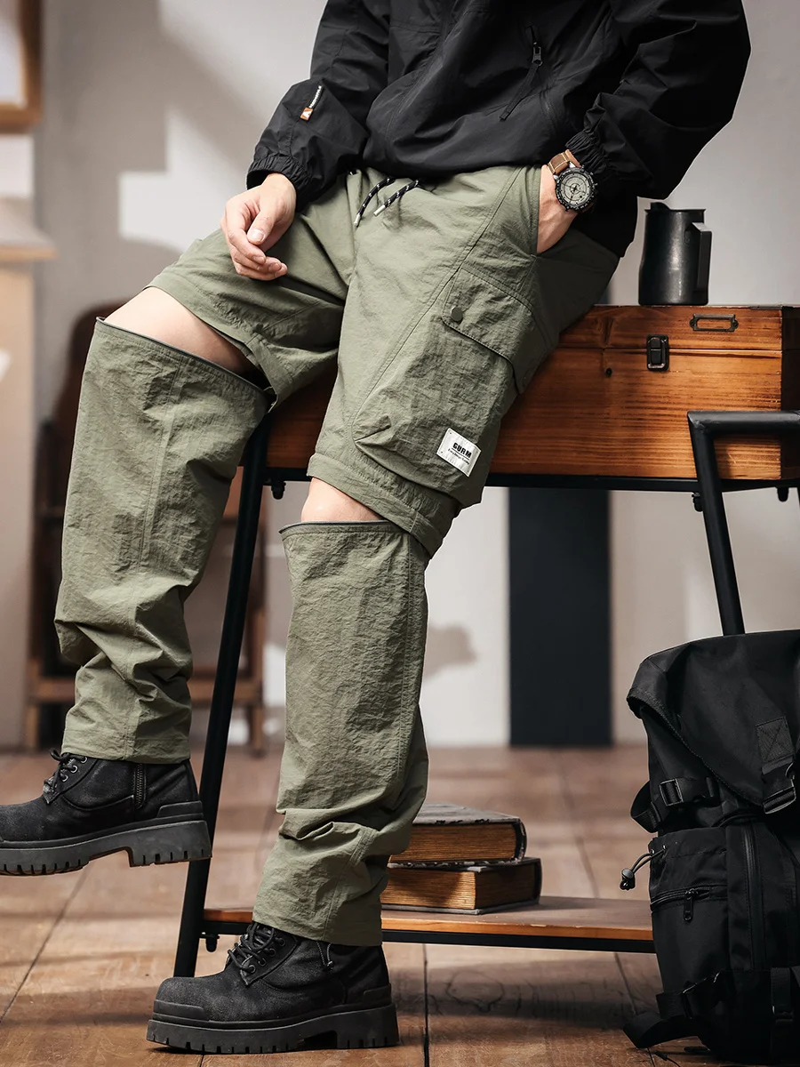 

Blue Deer American Retro Detachable Ice Silk Workwear Pants Men's Autumn New Outdoor Straight Casual Trousers Loose Fit Fai...