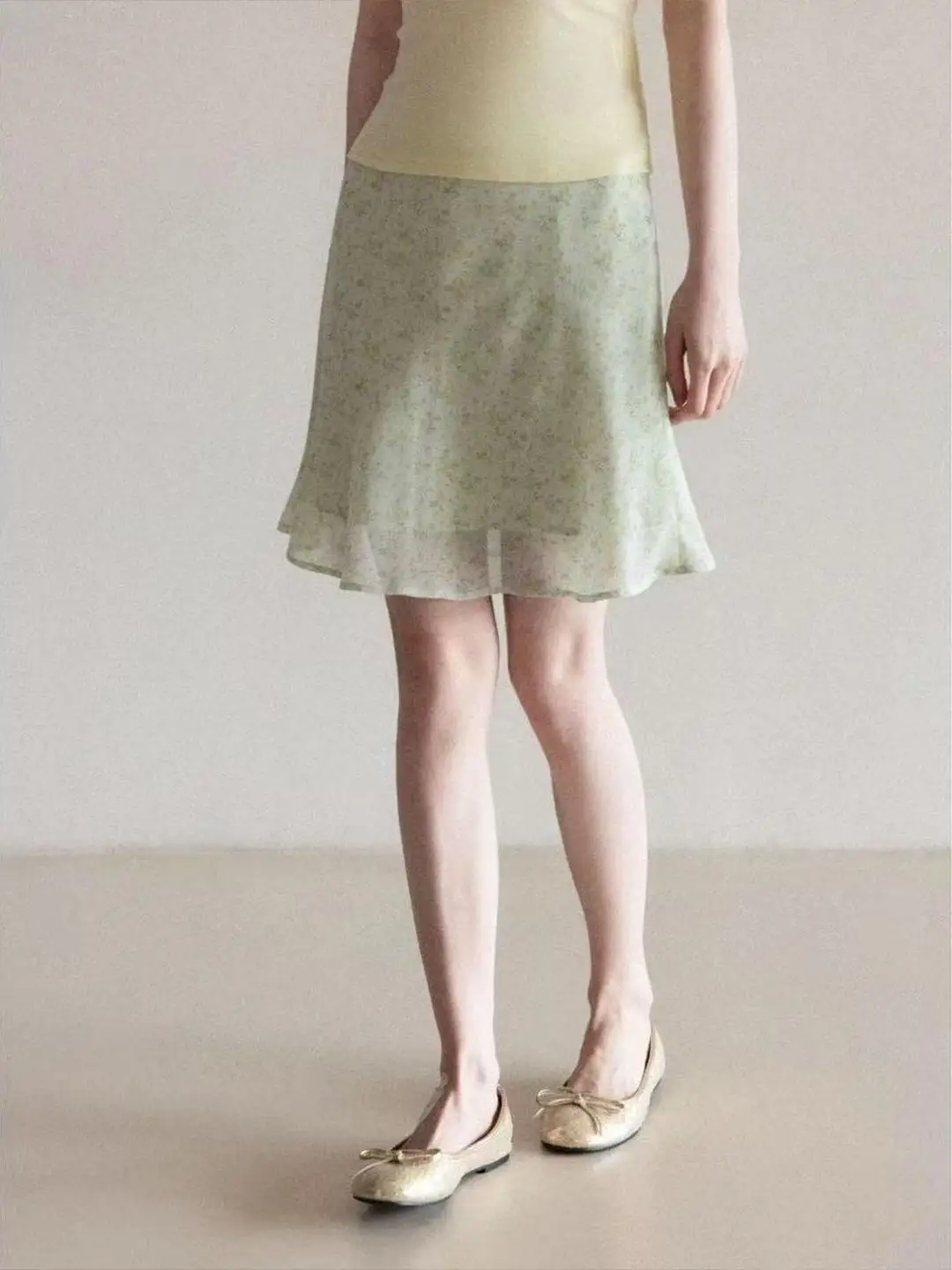 Floral Print Double Layer A-Line Skirt Women's Slimming Style Summer Sexy Half-length Skirt Versatile Short Skirt