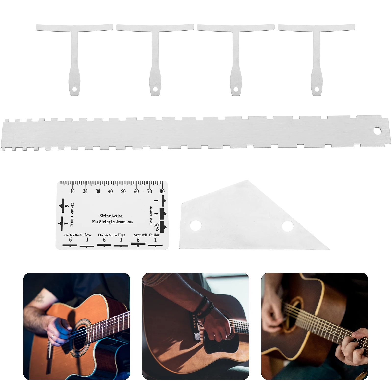 

12 Pcs Suite Guitar Measuring Tool Kit Luthier Tools Metal Action Gauge Professional