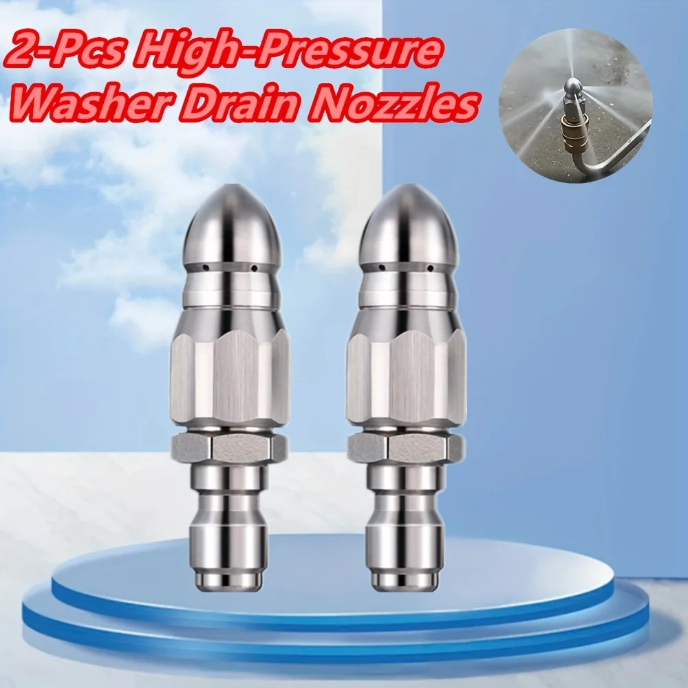 

2 Pack 5000PSI Sewer Drain Jetter Nozzle 1/4" High Pressure Washer Jet Nozzle, Sewer Cleaning Jetting Nozzle Pressure Washer Rep