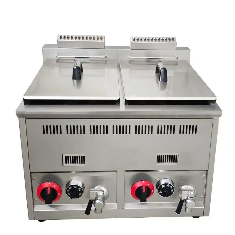 Freidora, freidora vertical de gran capacidad, freidora de doble cilindro, snacks fritos, escritorio pequeño especial