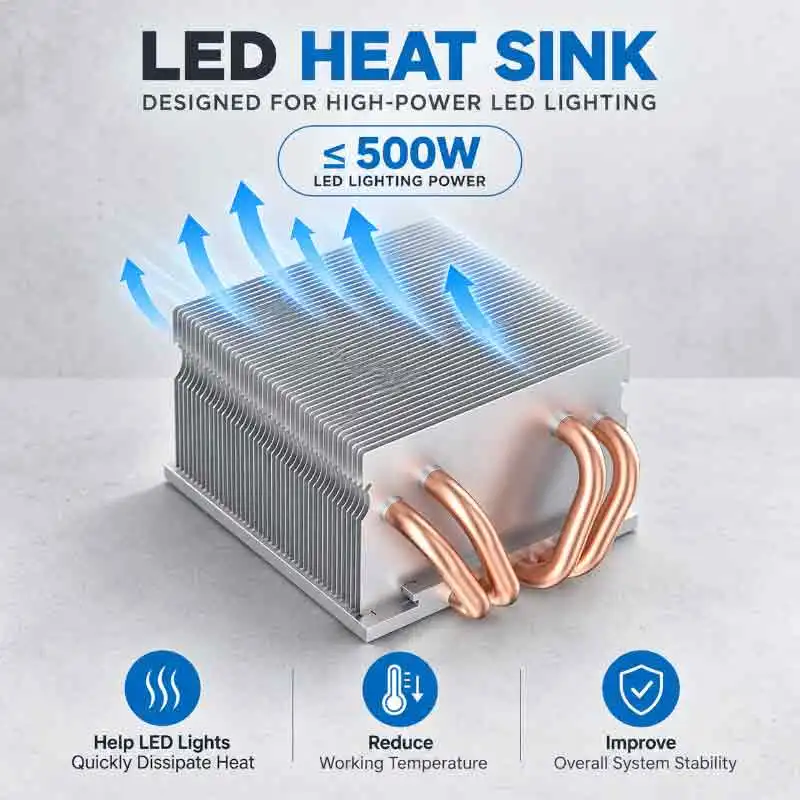 Maintenance Free High-Power 8MM 4 Heat Pipe LED Cooler ≤500W Extending The Lifespan of COB Lights Stage Lights Laser Headlights