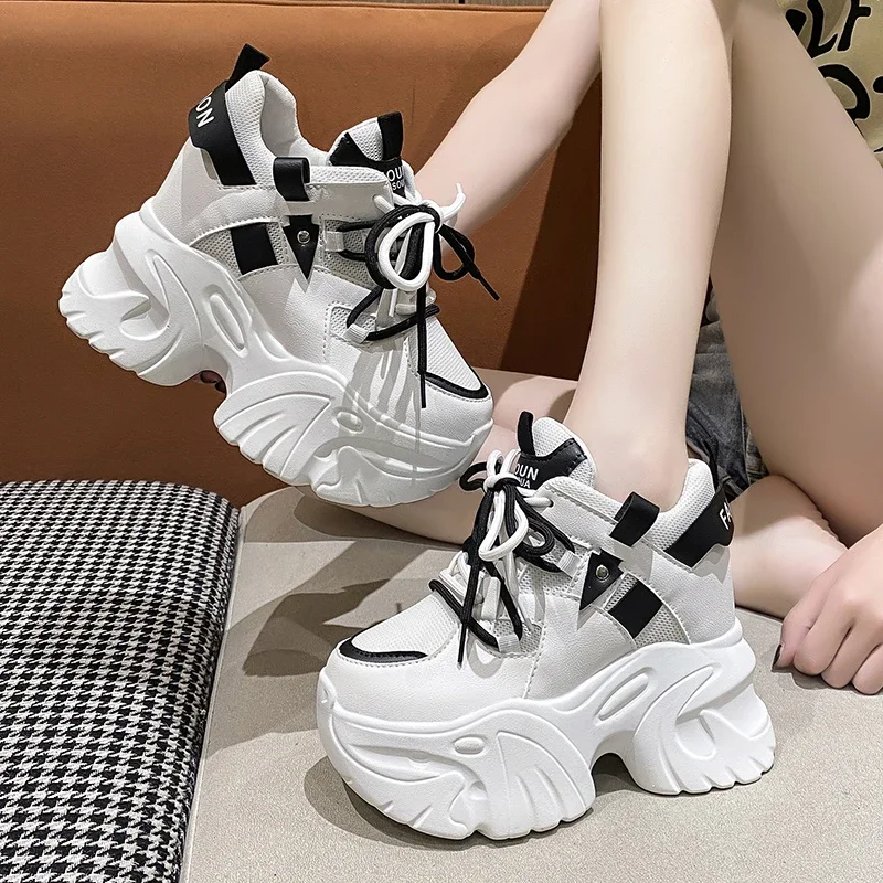 

10CM Women's Shoes New Summer Mesh Chunky Sneakers Exquisite Lace Casual Shoes for Woman Fashion Designer Shoes Zapatillas Mujer