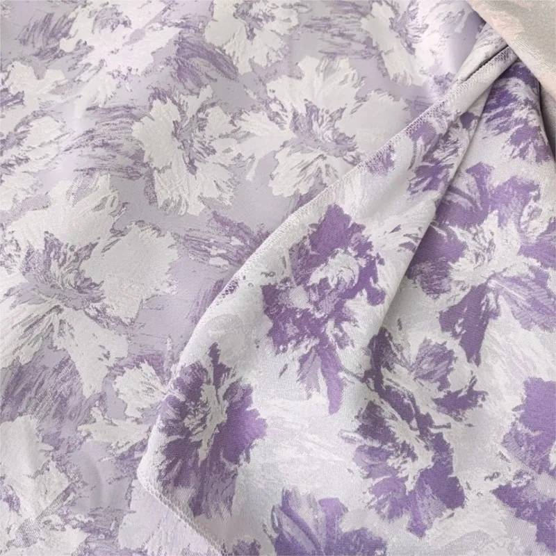 Yarn-dyed embossed bright silk flower jacquard fabric woven metal wire women's dress set
