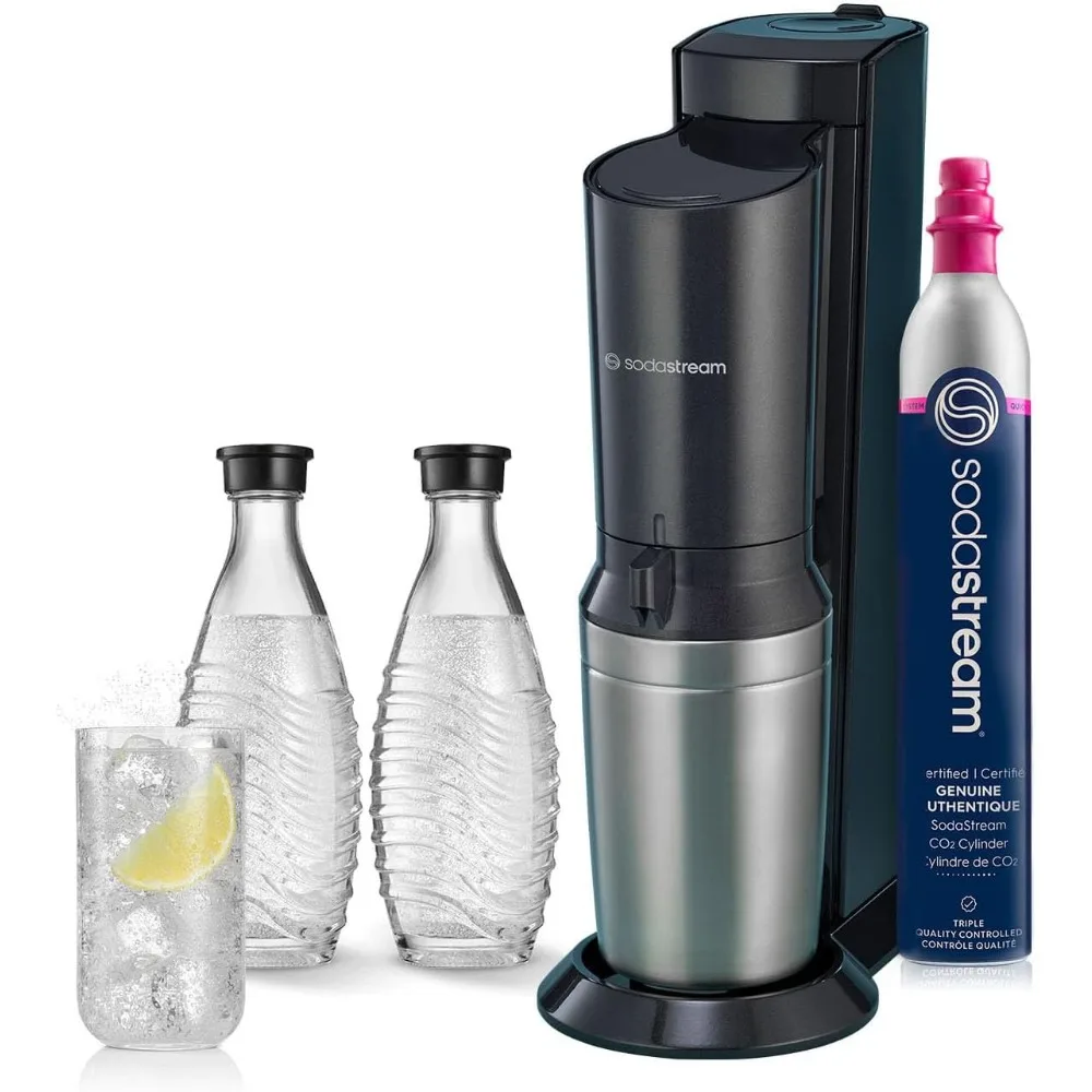 Aqua Fizz Sparkling Water Machine (Black) with Co2 & Glass Carafes