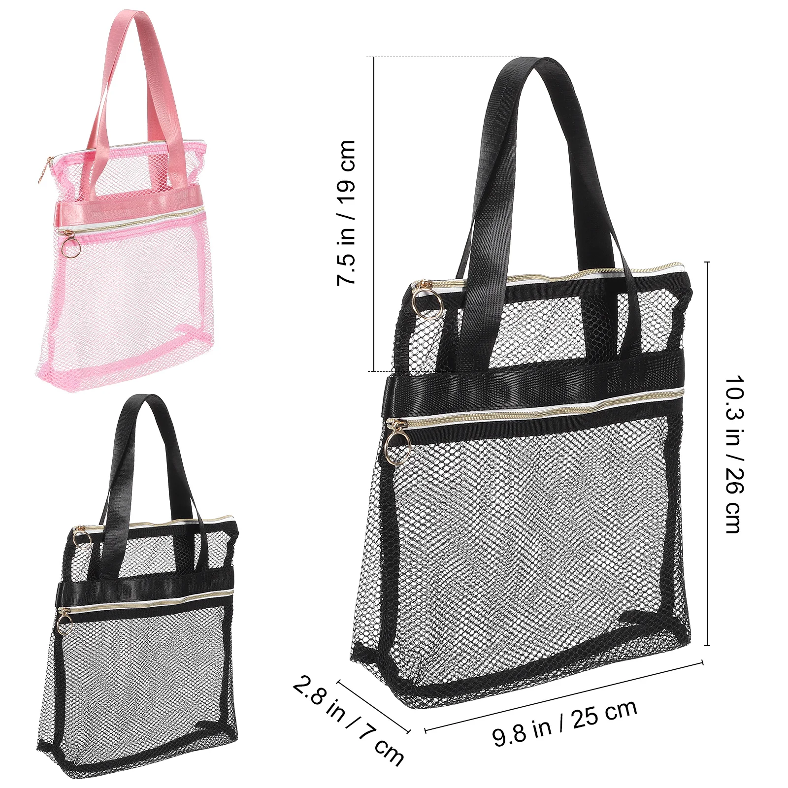 2 قطعة حقيبة دش شبكية محمولة ذات سعة كبيرة من النايلون المتين لصالة الألعاب الرياضية والسفر والتخييم ومستلزمات النظافة وحقيبة الحمام والسفر #4
