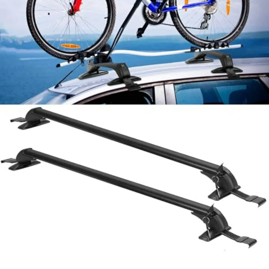 

Universal 43 Aluminum Roof Rack Cross Bars with Anti-Theft Lock for 42.9-44.9inch Bare Roof Adjustable Window Frame Black Suppo