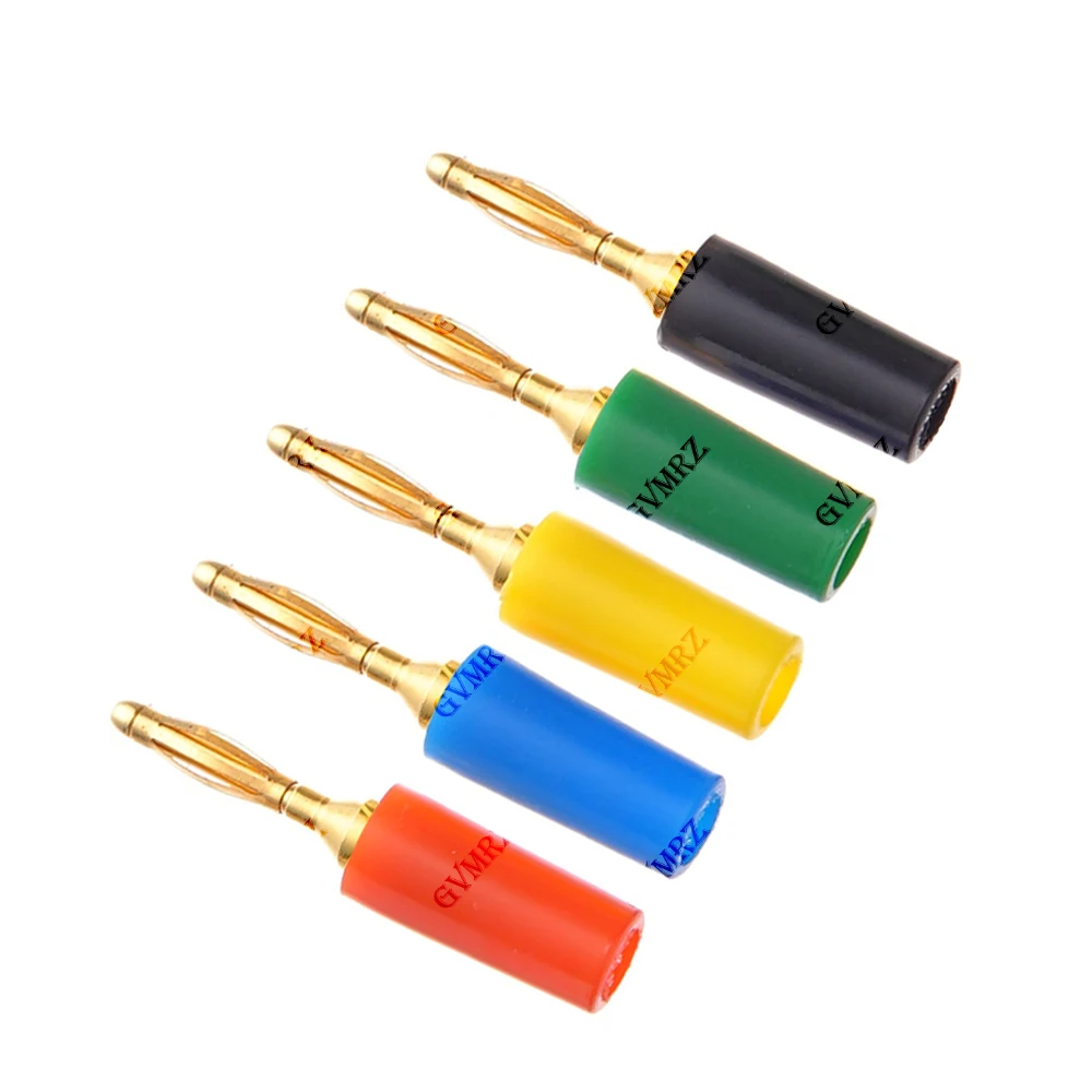 5PCS Mini Speaker Pure Copper Gold Plated Plug Connector 2MM Audio Banana Plug Welded Assembly Experimental Test Cord Head Mini