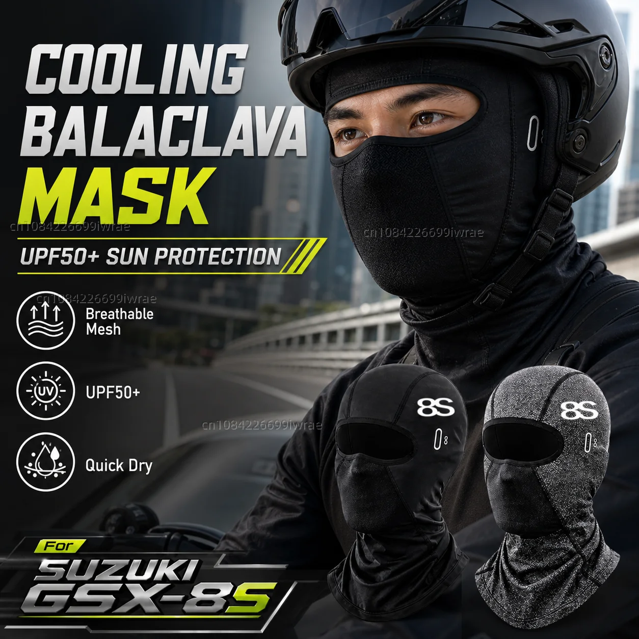 Cooling Motorcycle Balaclava Mask UPF50+ UV Protection Breathable Face Cover Summer For SUZUKI GSX-8S GSX8S GSX 8S 2023 All