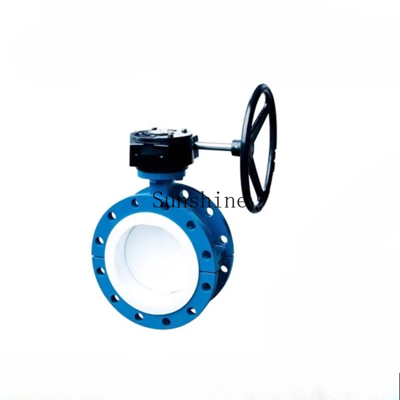

D341F46 Turbine 16C Cast Steel Flange Lined Fluorine Butterfly Valve DN100 125 150