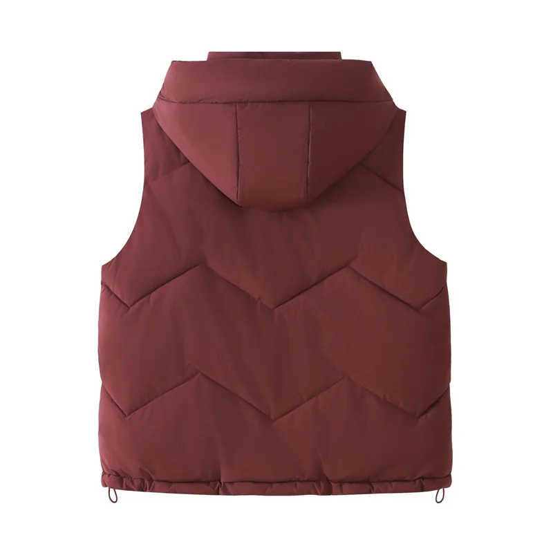 Moda inverno com capuz colete quente feminino inchado sem mangas jaquetas engrossar para baixo algodão chaleco 2025 moda colete
