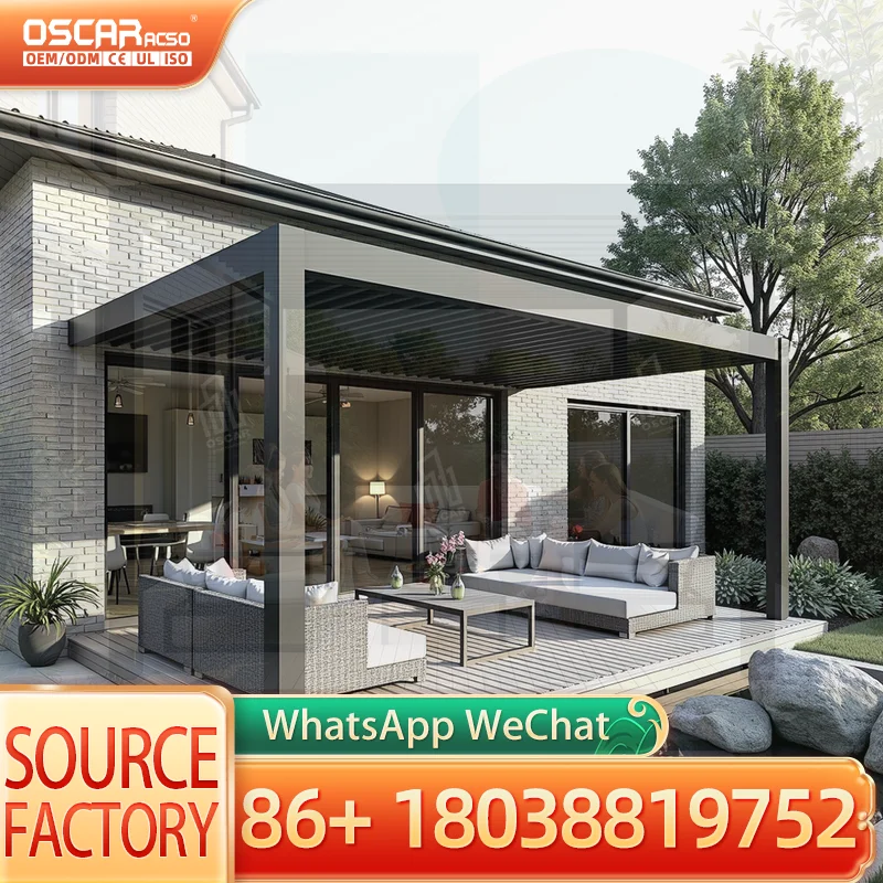 Canopy Cover Retractable Roof Awning Outdoor Terrace Backyard Garden pergola
