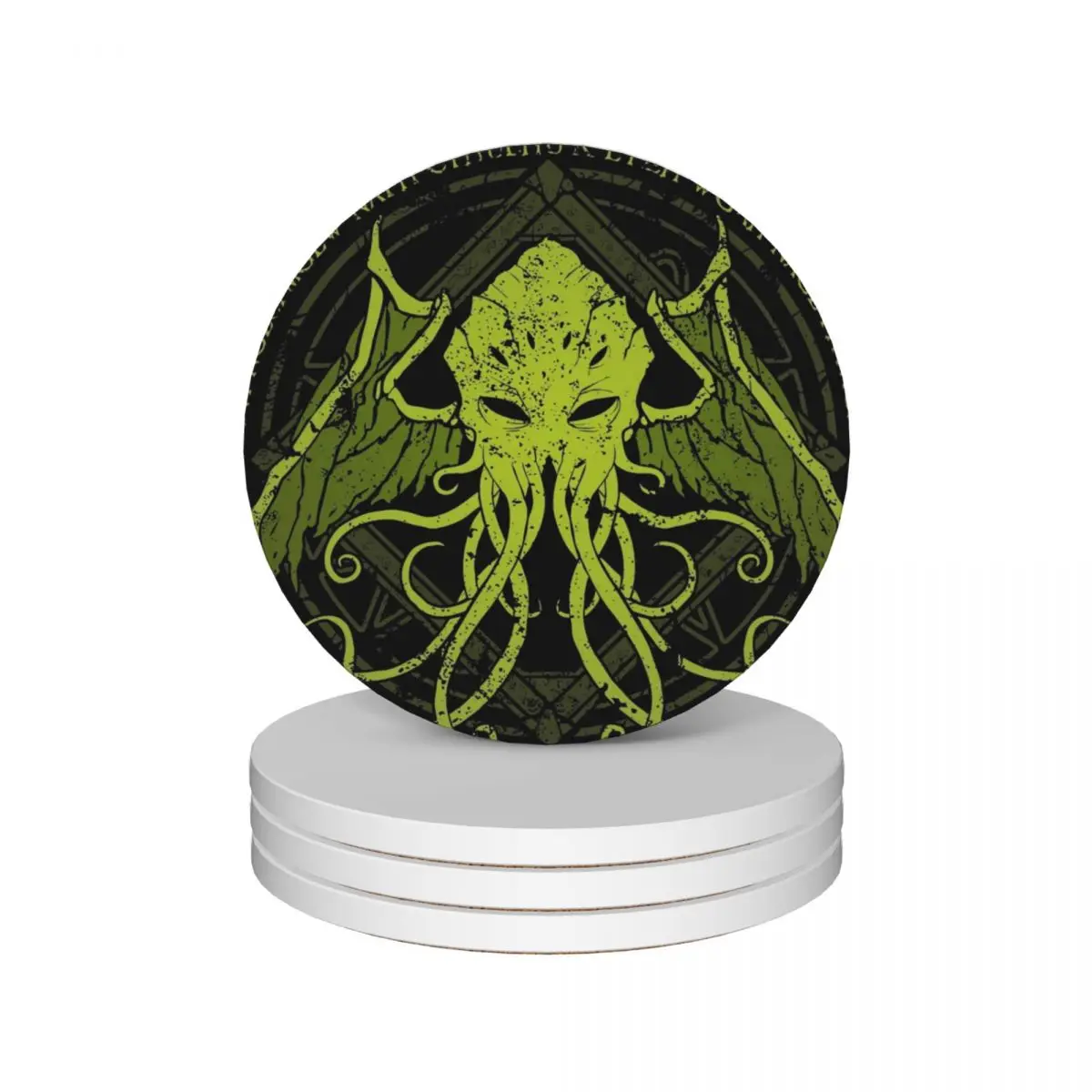 

Cthulhu - Lovecraft - Distressed chant design v2 Ceramic Coasters (Set of 4) drink set Creative tea cup holders ceramic Coasters