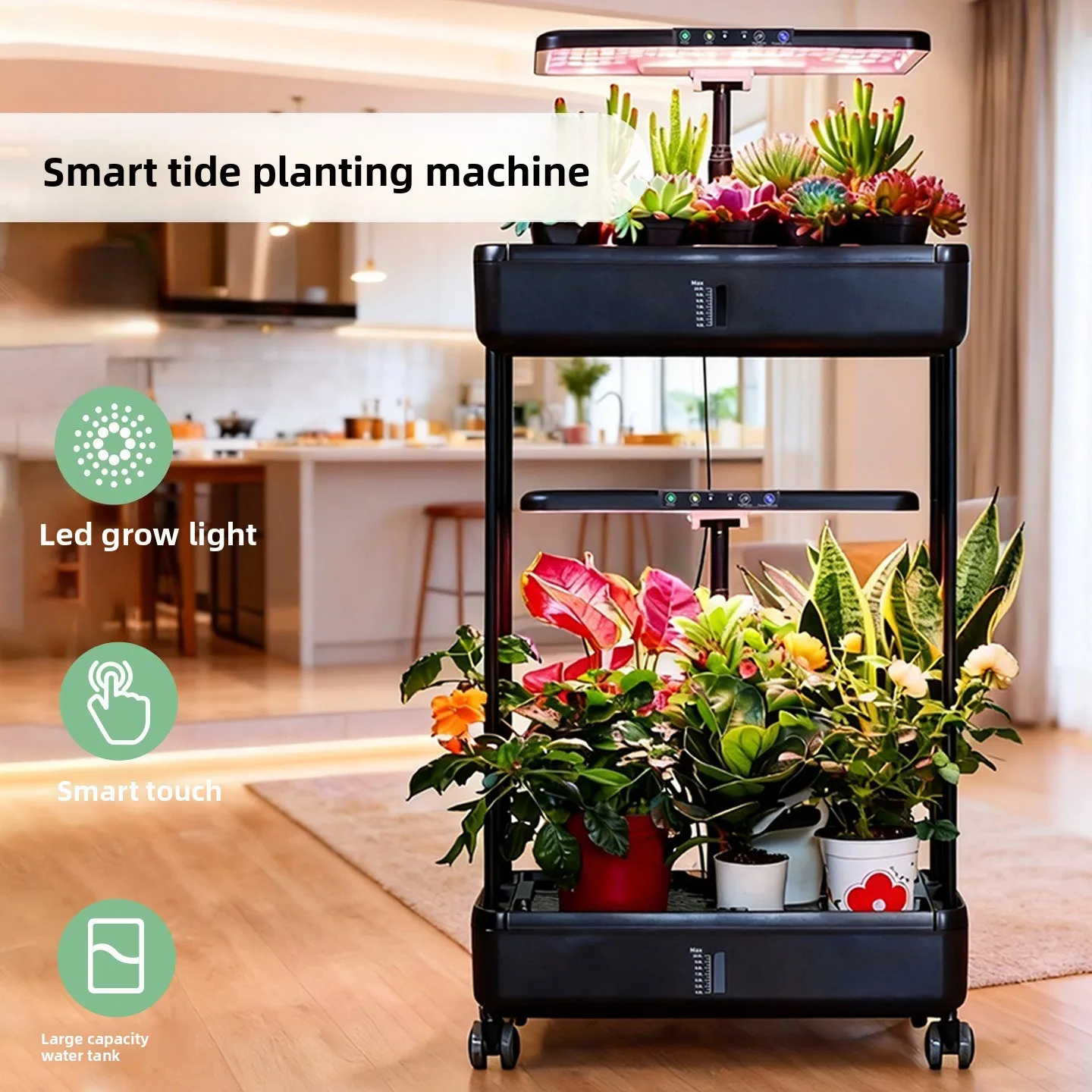 Smart Hydroponic Grow System, Multi-Tier Indoor Soilless Vegetable Cultivation Rack, Planter Box & Growing Machine