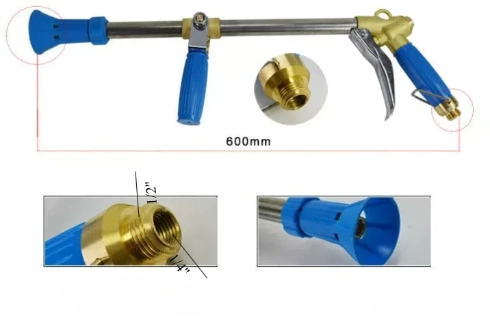 Agricultural High Pressure Spray Gun Adjustable Nozzle For 3 Cylinder Plunger Pump Garden Orchard Spraying Tool