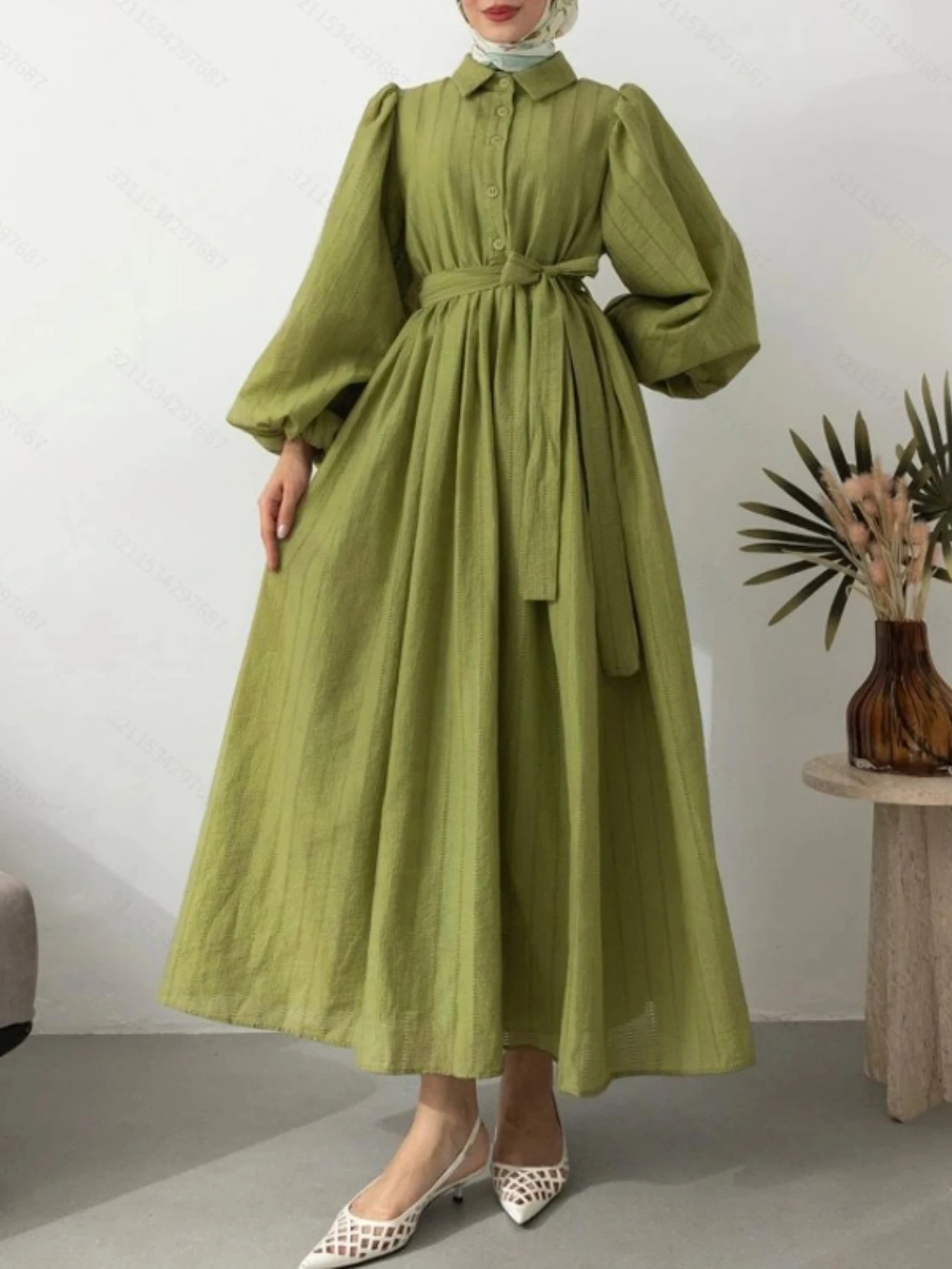 

Eid Women Dress Abaya Muslim Modest Button Turn Down Collar Ramadan Jalabiya Casual Dresses Dubai Long Robe Vestidos Largos 2025