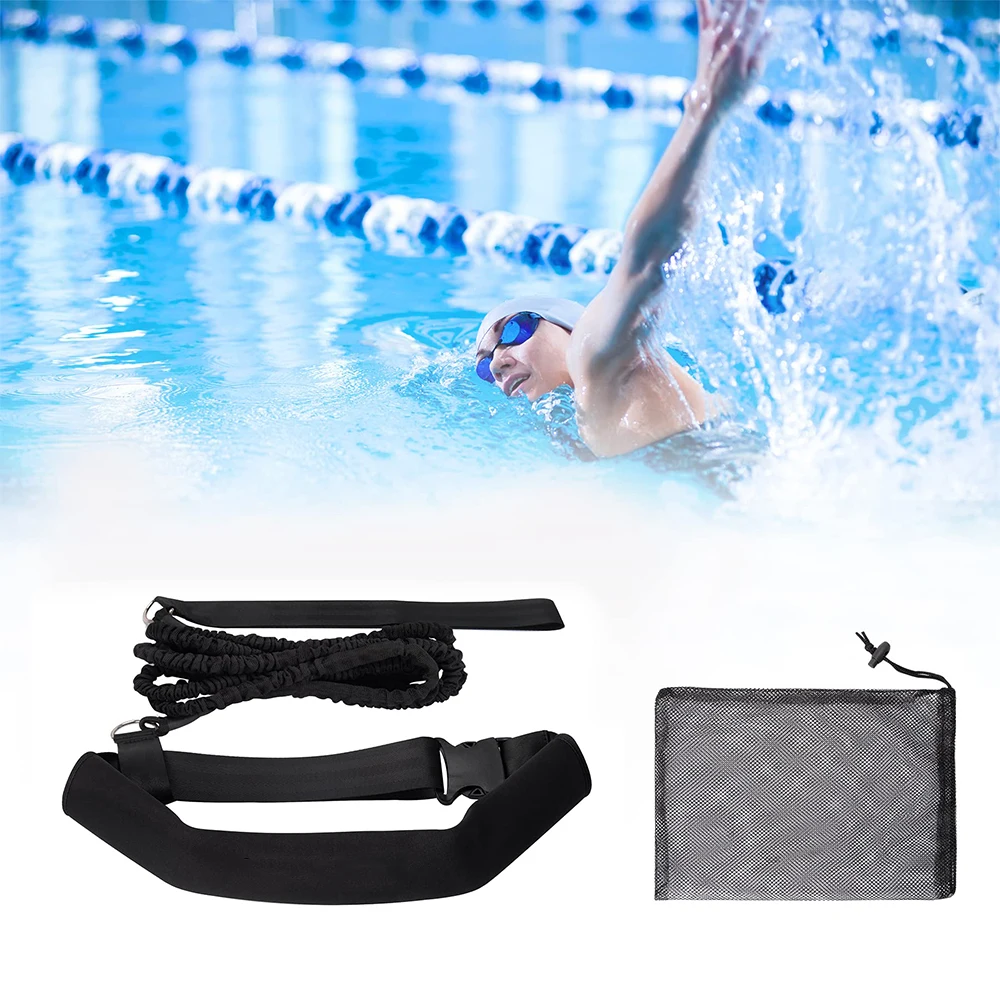 

2M Swimming Training Belt Set Swimming Strength Training Elastic Rope Stationary Swim in Place Harness Aquatic Resistance Belt