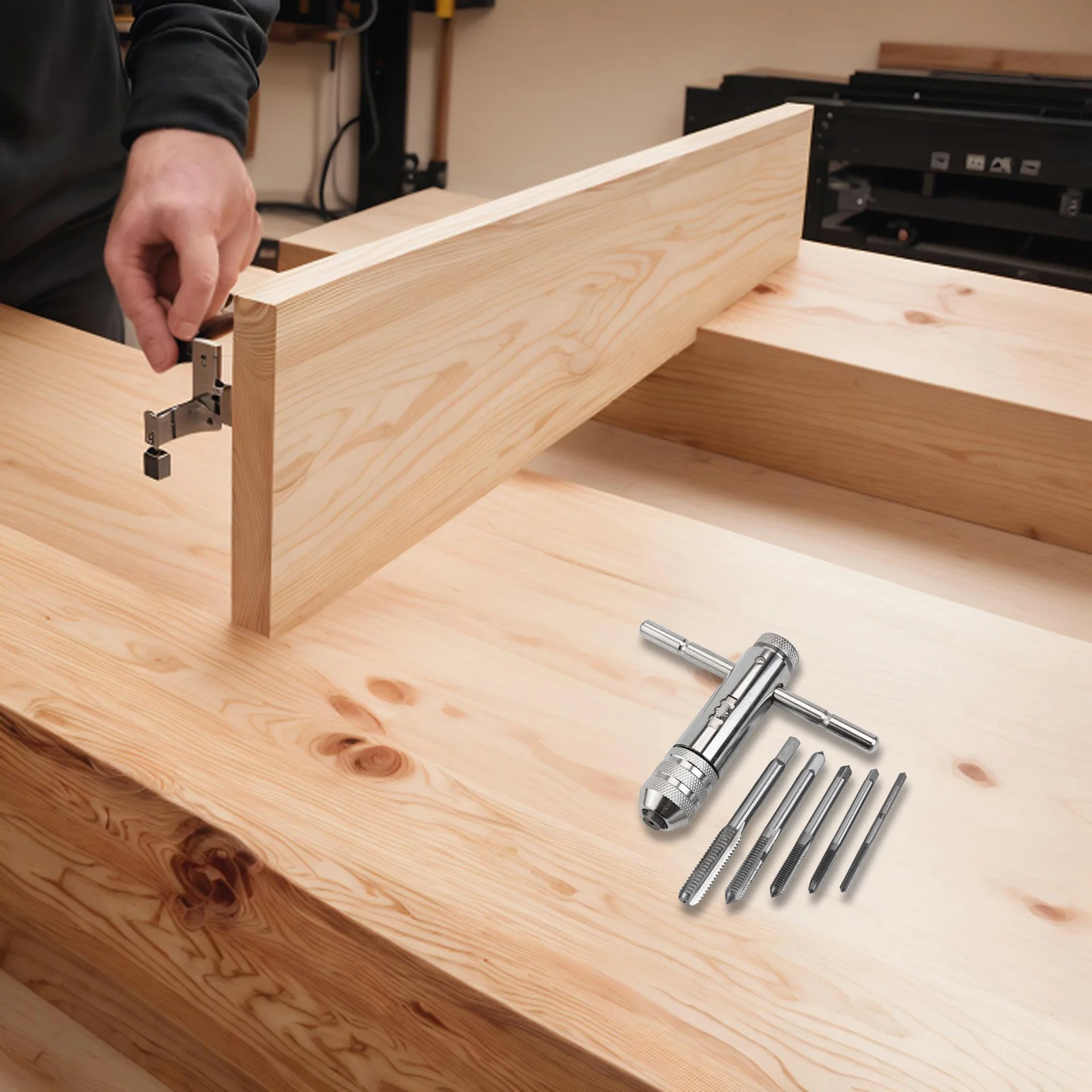 Per steli quadrati per unità esagonali Strumento con impugnatura a T Chiave a cricchetto regolabile Officina di riparazione domestica Strumento di maschiatura versatile