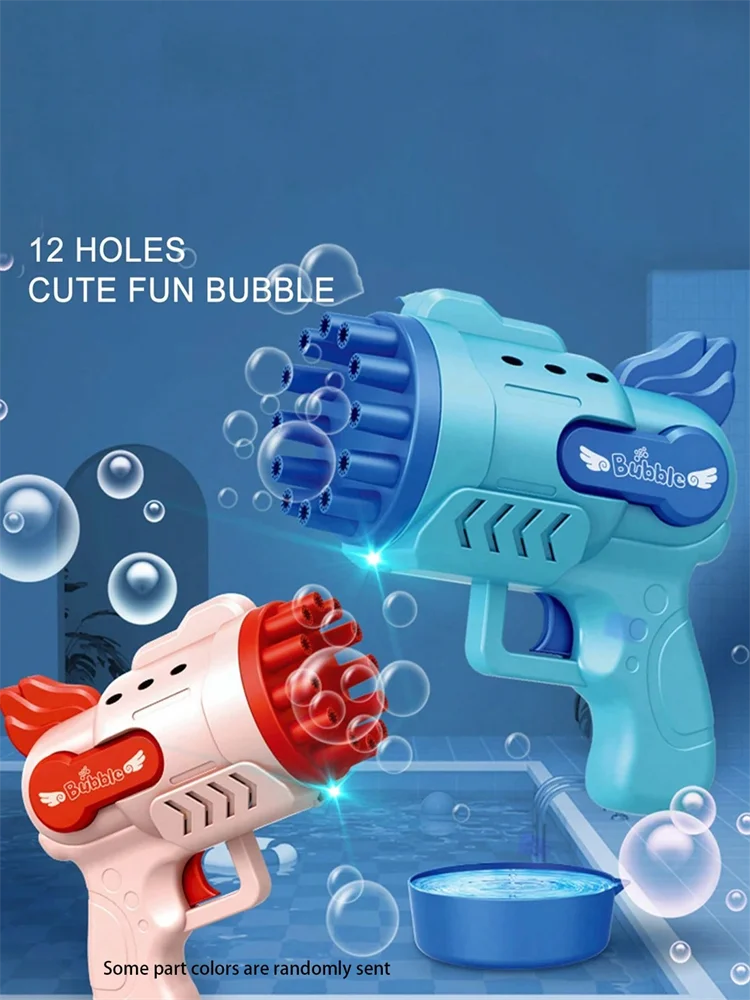 12 Holes Bubble Gun Toys Electric Bubbles Machine For Outdoor Birthday Party Toys Gifts (Battery Bubble Liquid Not Included)
