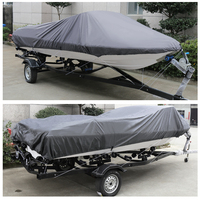 UXCELL 20-22ft 210D Trailerable Boat Cover Waterproof Fishing Ski Bass Speedboat V-shape Gray 700 x 280cm