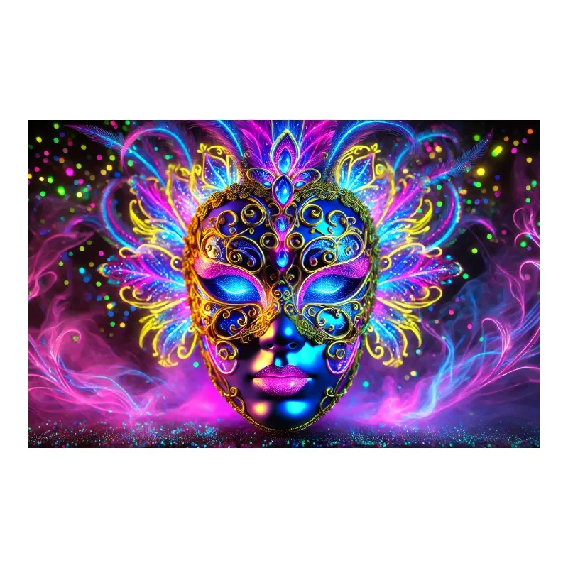 

Blacklight Neon Mask Tapestry UV Reactive Wall Hanging Peach Skin 2D Flat Print Trippy Party Room Decor Aesthetic 150x130