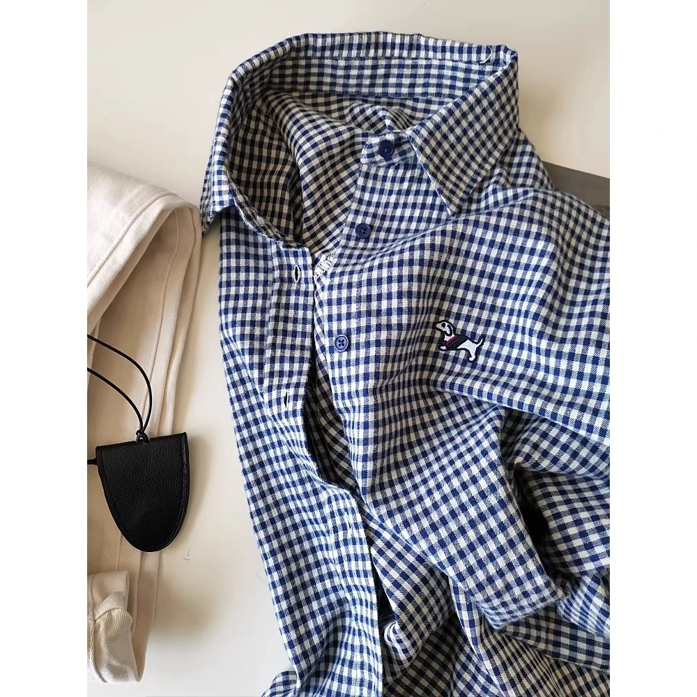 

Retro Plaid Long Sve Loose Casual irt Men's Inner Wear Outerwear Spring Season Polyester Fiber Resistant to Deformation