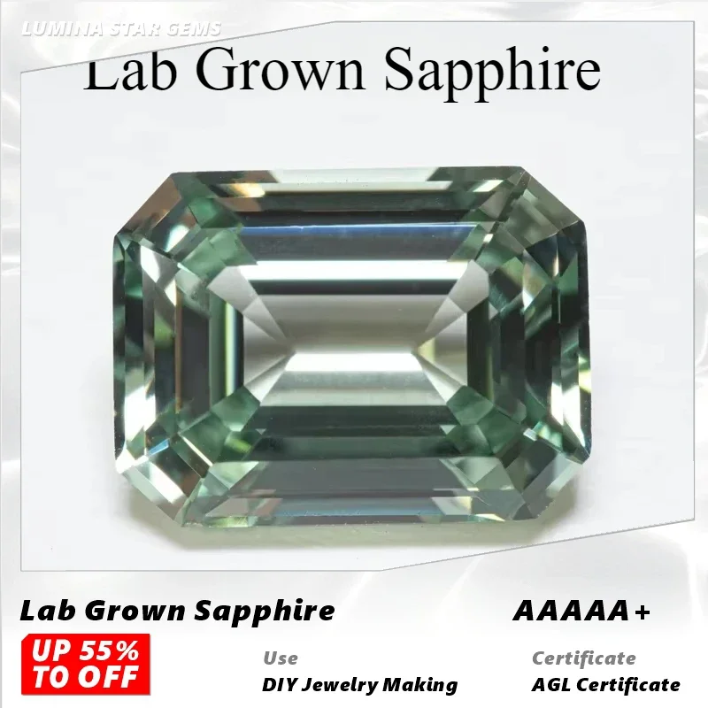 

L-Top, выращенный в лаборатории сапфир, изумрудная огранка, зеленый цвет, VVS1, подвески из драгоценных камней, сделай сам, для изготовления ювелирных изделий, материалы на выбор, сертификат AGL