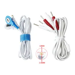 2/4 way TENS Unit Cable Electrode Wires for TENS EMS Electric Muscle Stimulation Massager to Connect Electrode Pads Plug 2.35mm