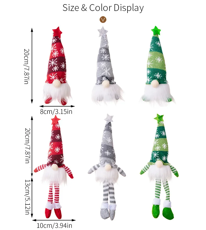 In Stock Santa Claus Plush Toy Decoration Winter Holiday Ornament for Snow Scene Fireplace Festive Christmas Hanging Decoration