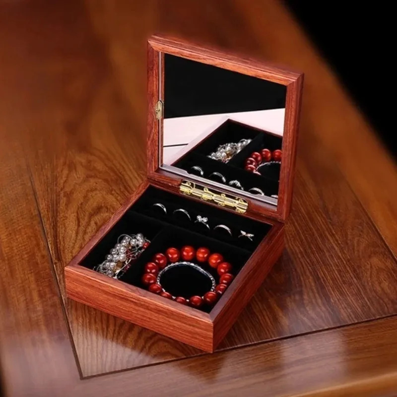 

Wooden Jewellery Box Retro Exquisite Jewelry Boxes Small Portable Jewellery Case Necklaces Earrings Rings Casket for Jewelry