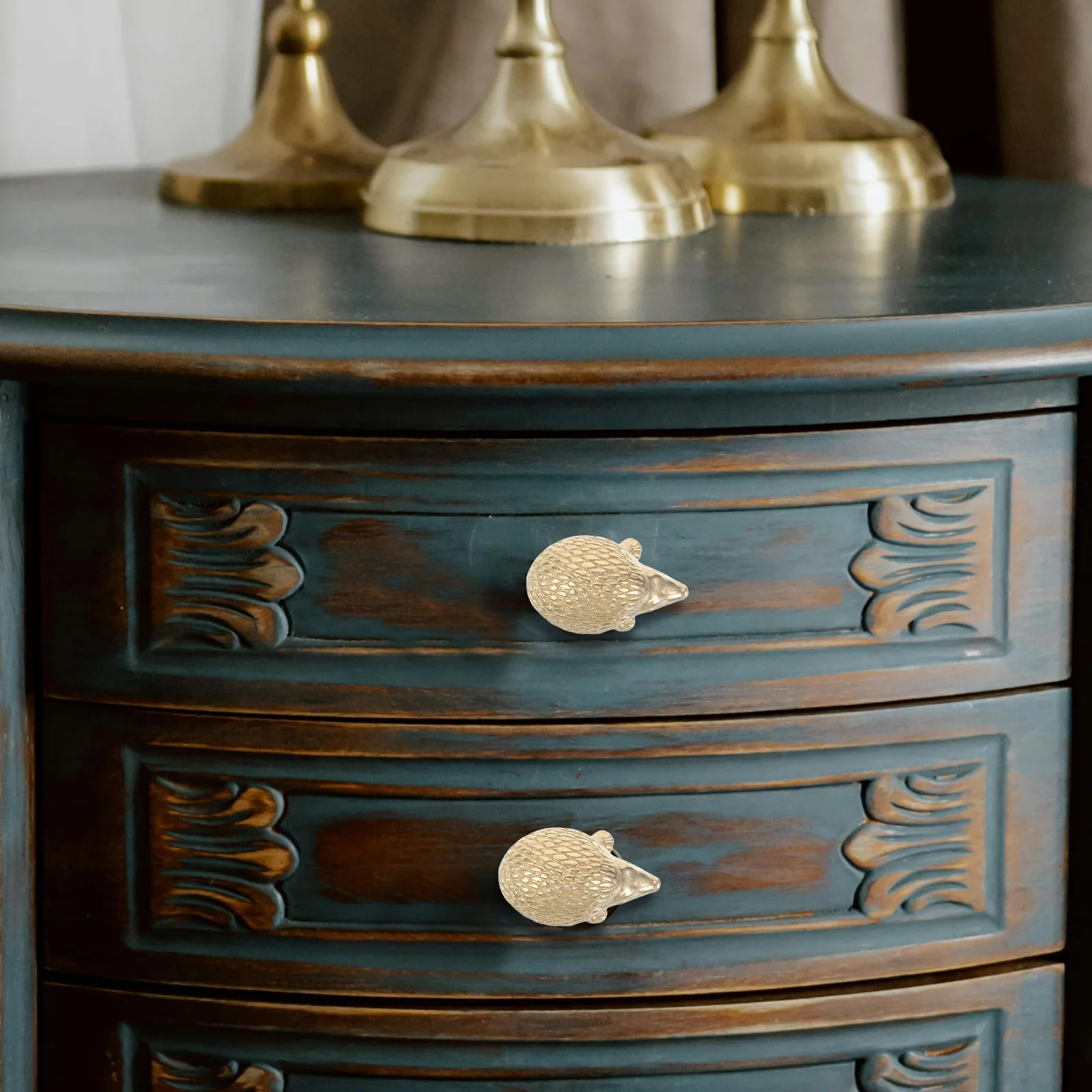 

Vintage Brass Hedgehog Shaped Knob European Style Door Handle Decorative Cabinet Hardware Unique Dresser Pulls