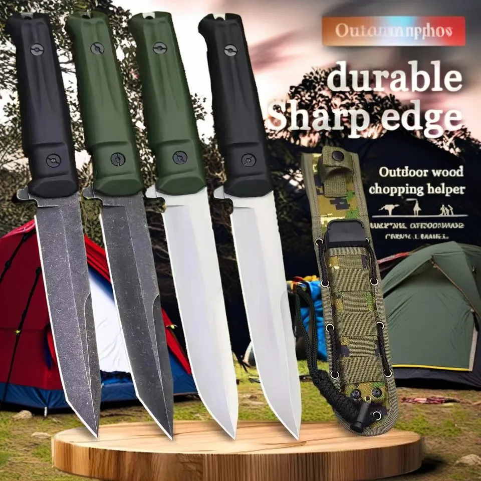 camping knife hunting knives Fixed blade straight knife fixed blade tactical knife bowie knife with sheath full tang