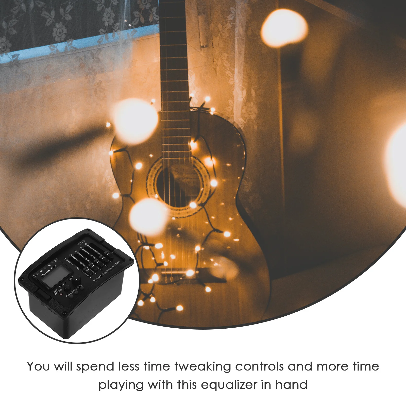 

5 Band Pickup Acoustic Guitar Preamp Equalizer LCD Display Tuner Volume Control Accurate Tuning for Acoustic Guitar