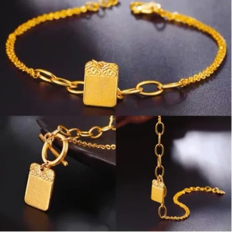 AU750 gold bracelet necklace 999 safe and sound brand bracelet square brand pure gold 24K bracelet perfect Holiday Gift