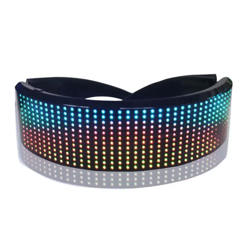 

Светящиеся очки ABIY с LED-подсветкой RGB, программируемым экраном через Bluetooth-приложение, для Хэллоуина и вечеринок
