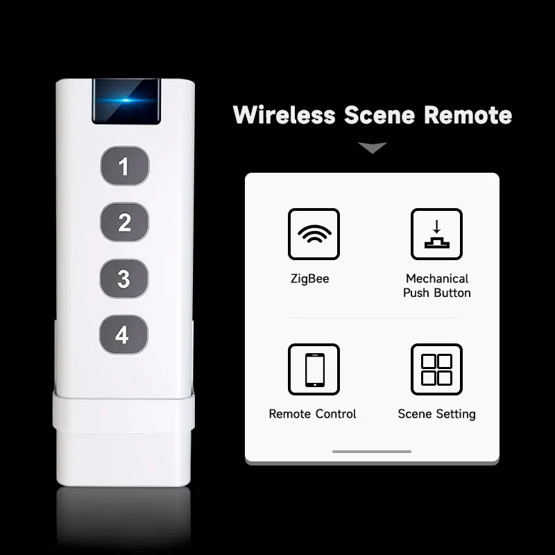 Tuya ZigBee-dispositivos de controle remoto, interruptor de cena sem fio inteligente, 4-teclas, controles remotos portáteis para casa, vida