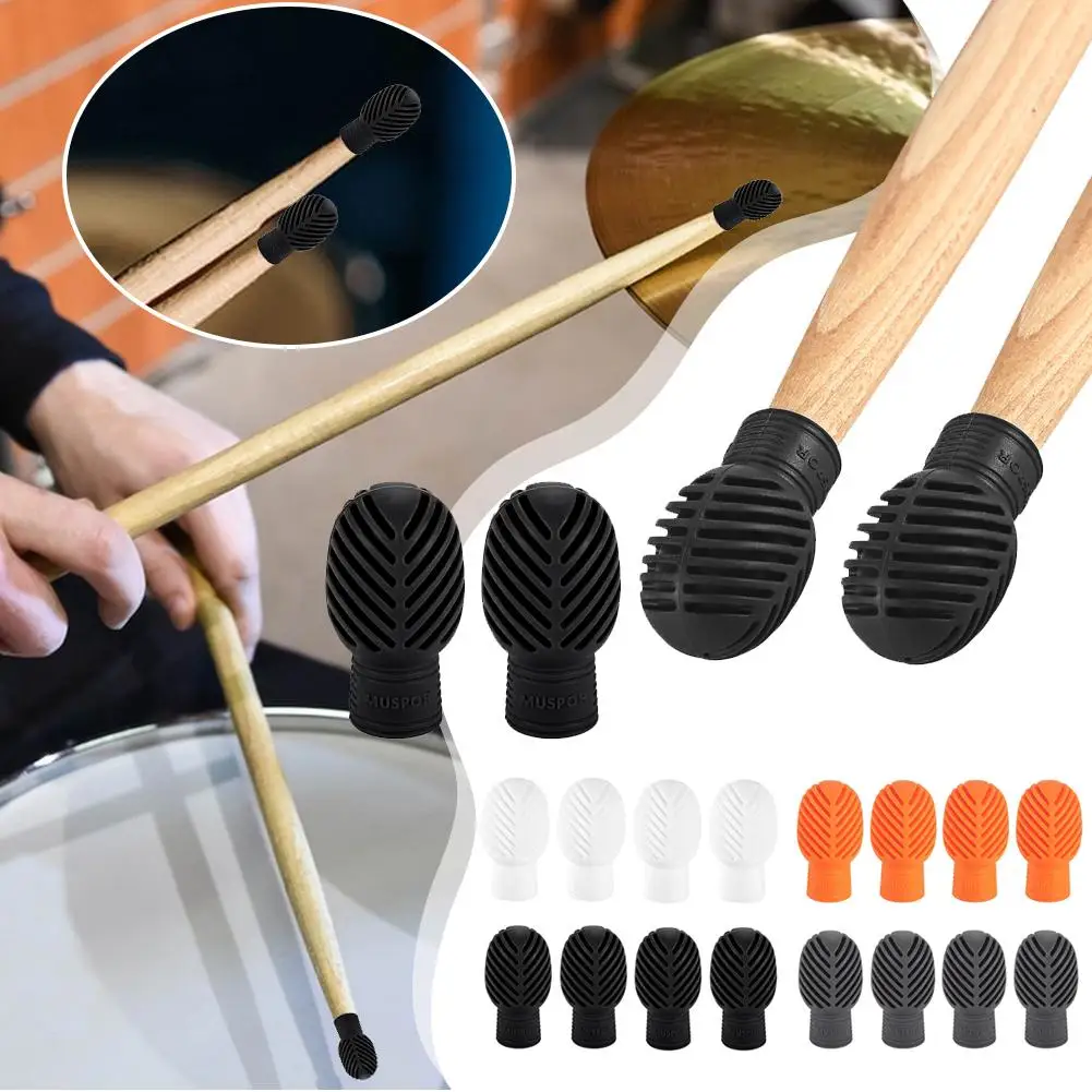 

2/4pcs Drumstick Mute Silicone Sleeve Mute Practice Instrument Tips Accessories Musical Percussion Parts Mute Replacement L4r9