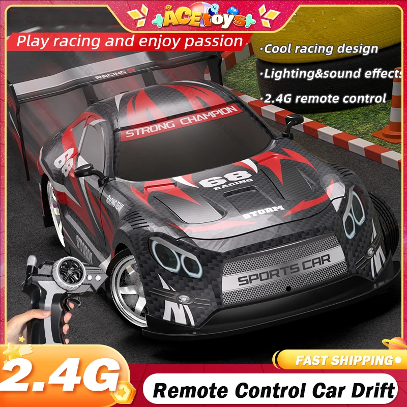 1/16 RC Car Racing Drift Eletric Vehicle with Light Music Radio Control Car Buggy Off-Road Cars Trucks Toys for Boys Children