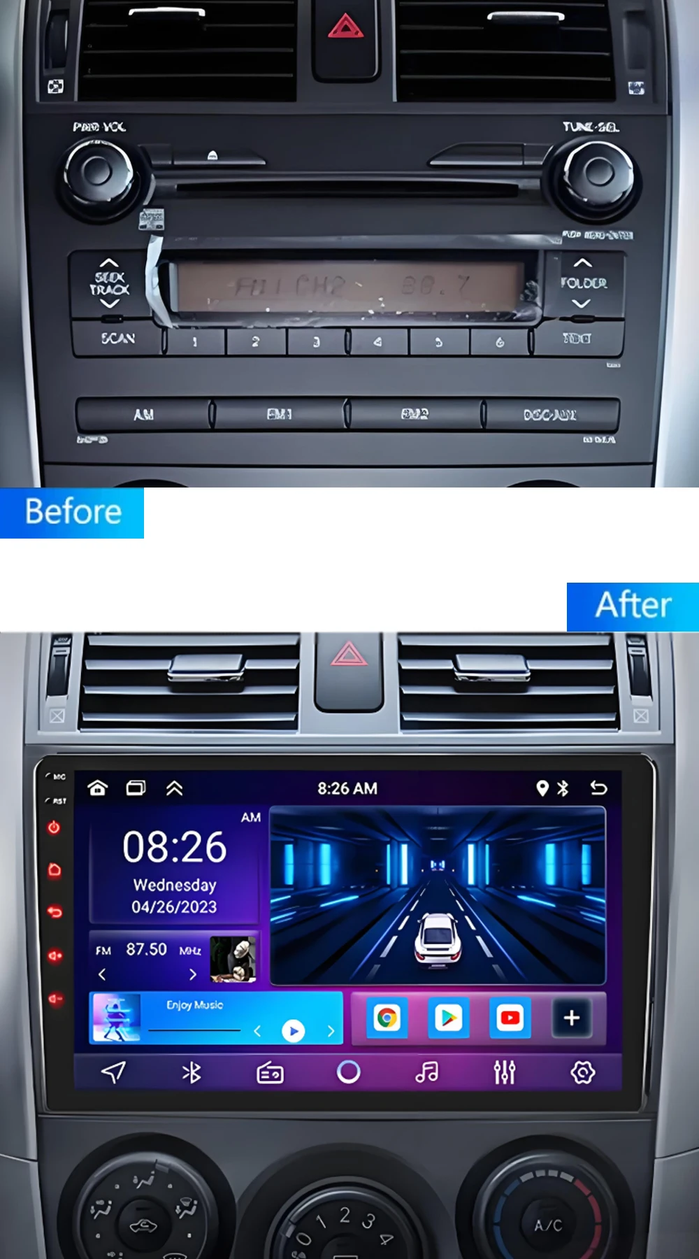 

9" Android15 Car Stereo Radio for Toyota Corolla E140/150 2007 2008 2009 2010 2011 2012 2013 Multimedia Player 2 Din DVD Speaker