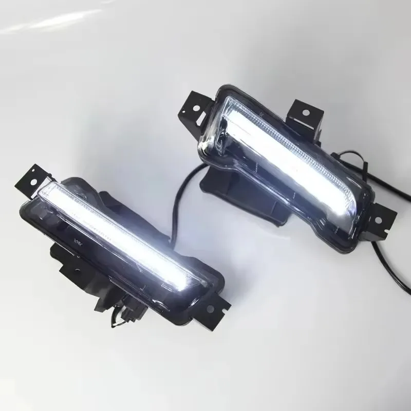 

2 шт. для автомобиля, левый и правый светодиодный DRL, противотуманные фары, прозрачные линзы, белый светодиодный дневной свет SS 2016 2017 2018