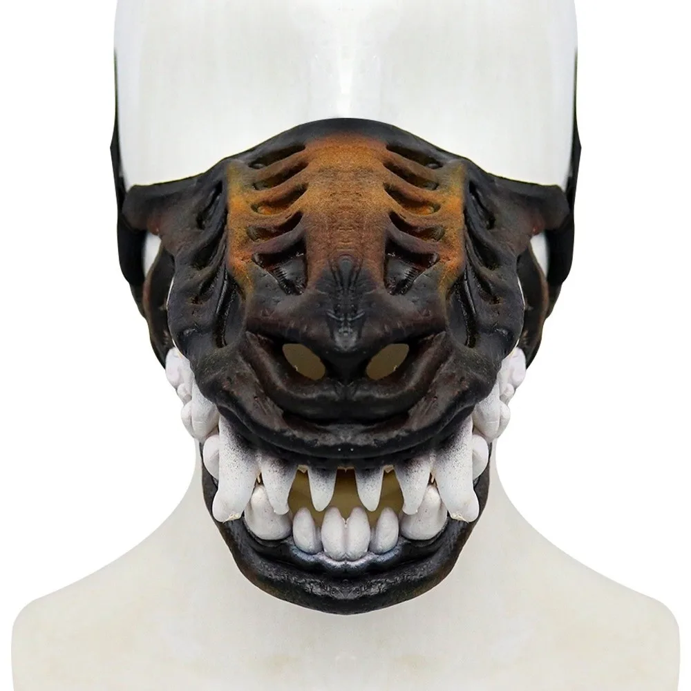 Vintage Halloween-Hundemasken mit beweglichen Zähnen, verstellbaren Riemen, Latex-Halbgesichtsmaske für Hunde, reißfest, realistische Zähne – Detail 5
