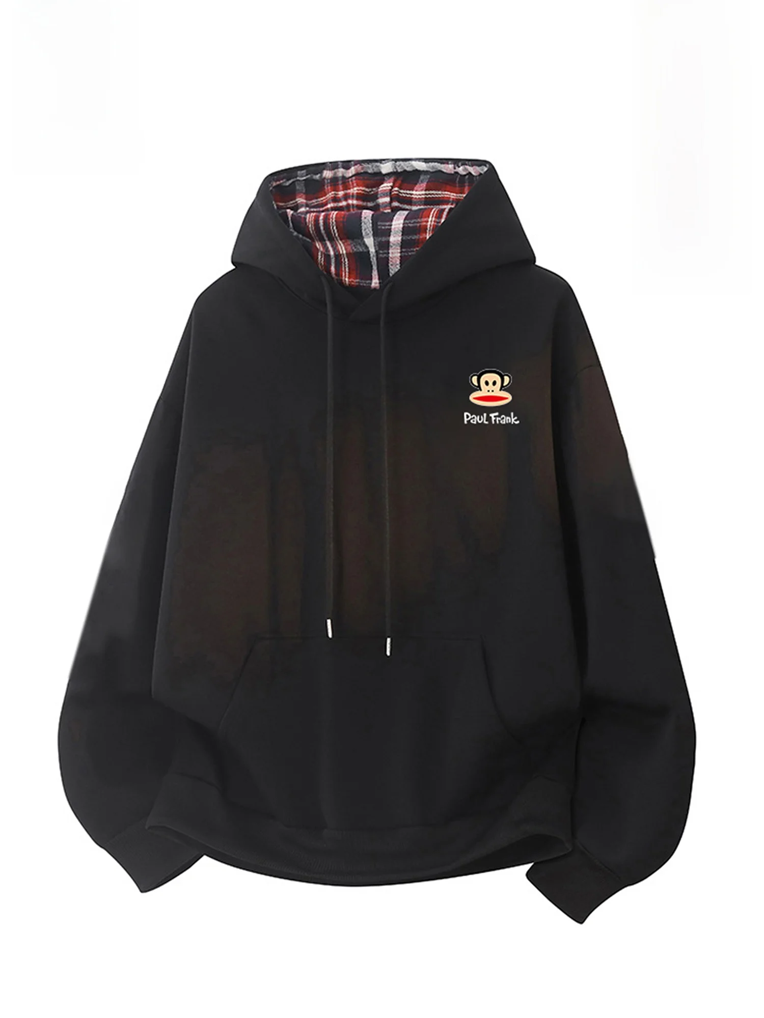 

Толстовка Paul Frank Monkey American Plaid Splicing Hat для мужчин, зимняя, повседневная, спортивная, из полиэстера, теплая