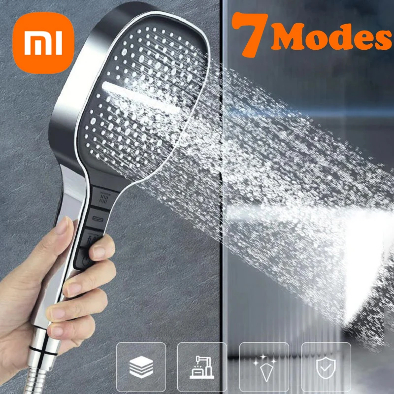 Xiaomi 13cm duża głowica prysznicowa 7 trybów regulowana głowica prysznicowa łazienka wysokociśnieniowy oszczędzający wodę prysznic akcesoria łazienkowe