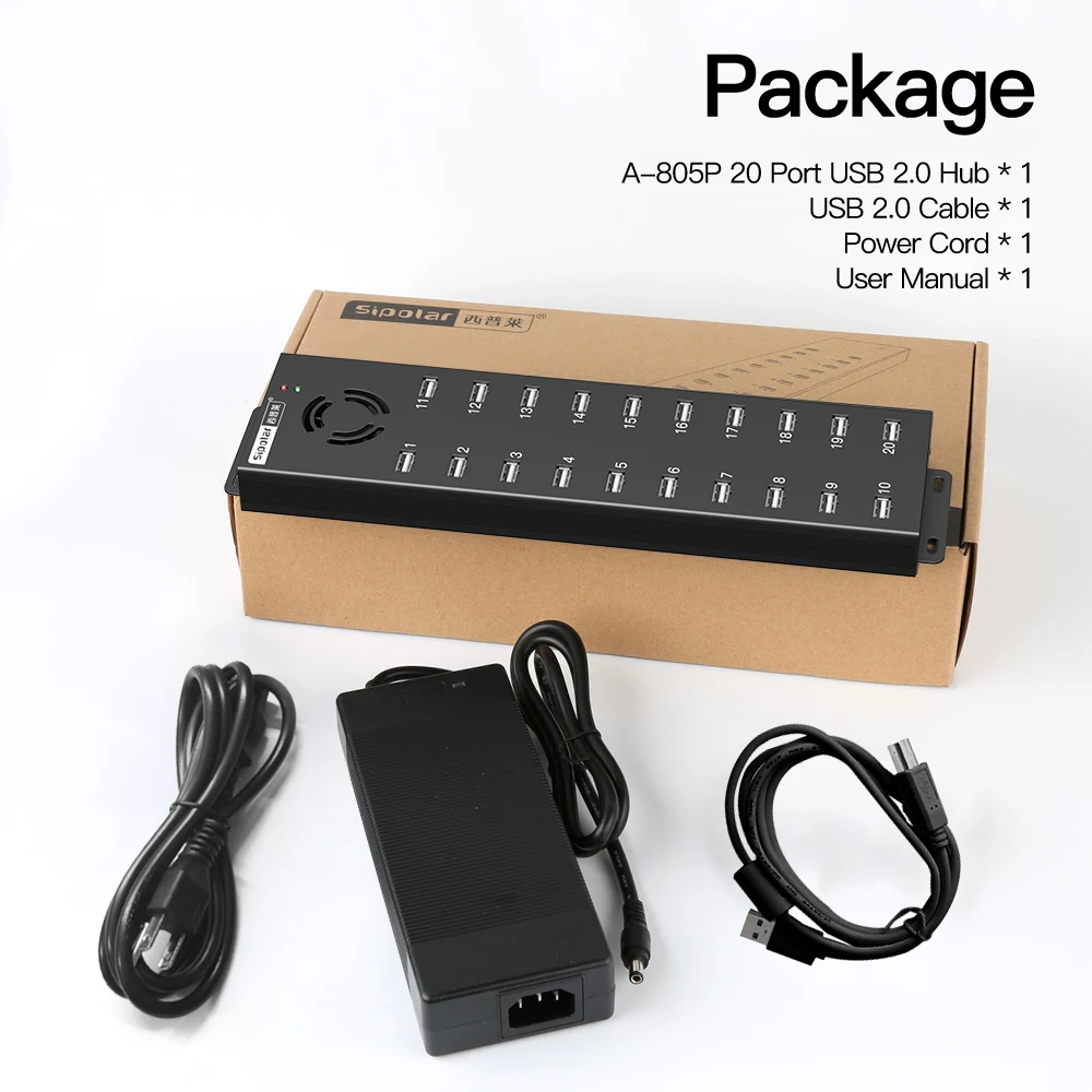 Sipolar A-805P 20 port industrial USB 2.0 hub USB charger Output 1200mA charging for phone tablets iPad  repair and restore