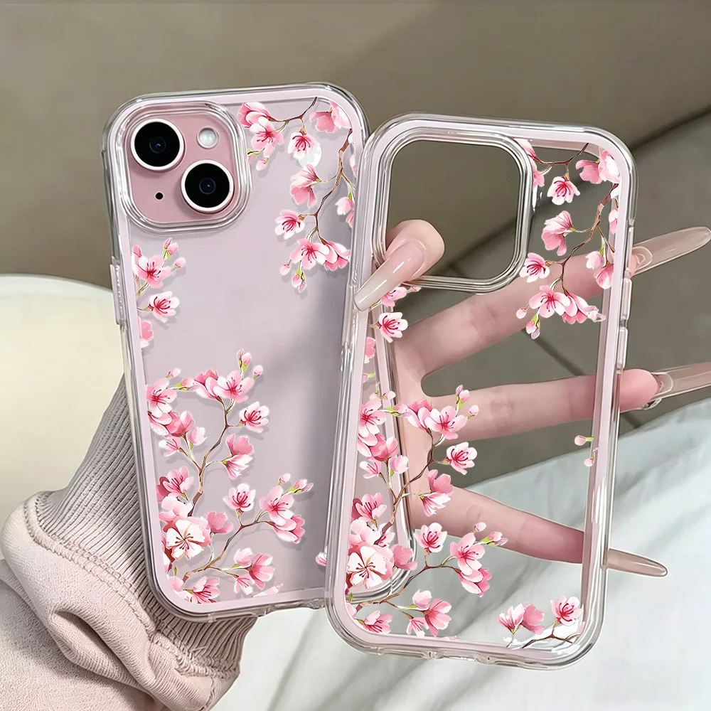 Blaue Künstlerische Blumen Transparente Handyhülle für iPhone 17 13 16 15 11 12 14 Pro Max 17 Air XR X Hülle Silikon Weiche Stoßfeste Abdeckung – Detail 5