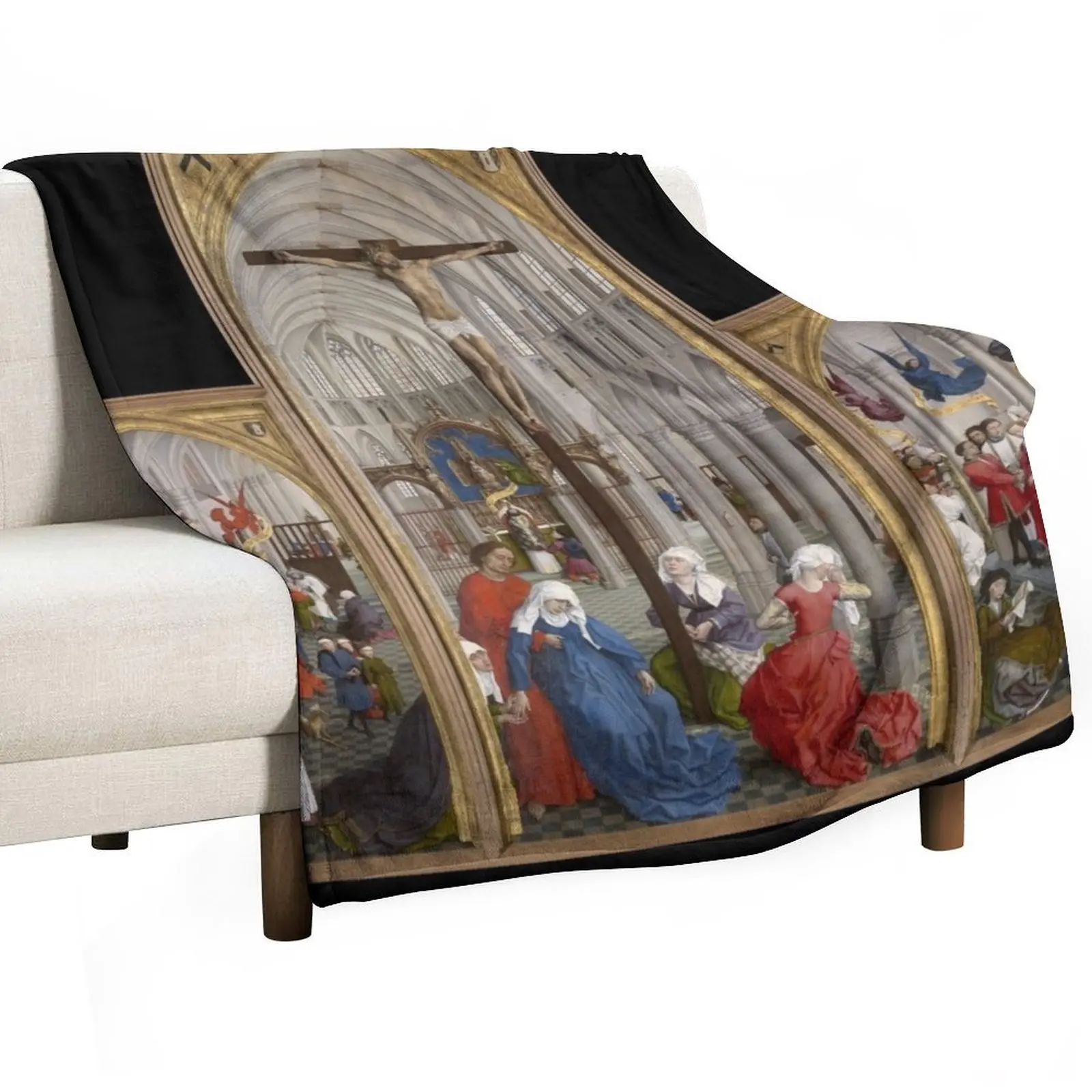 

Seven Sacraments Altarpiece - Rogier van der Weyden Throw Blanket valentine gift ideas Sofas Thin Summer Beddings Blankets