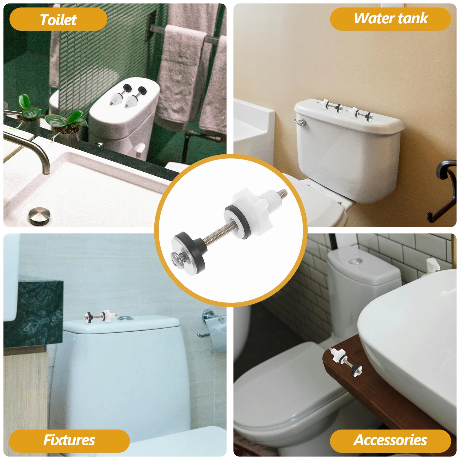 

4 Pcs Water Tank Fixing Screws Stainless Steel Toilet Seat Bolts Heavy Duty Mount Parts Fittings Metal Replacement Practical