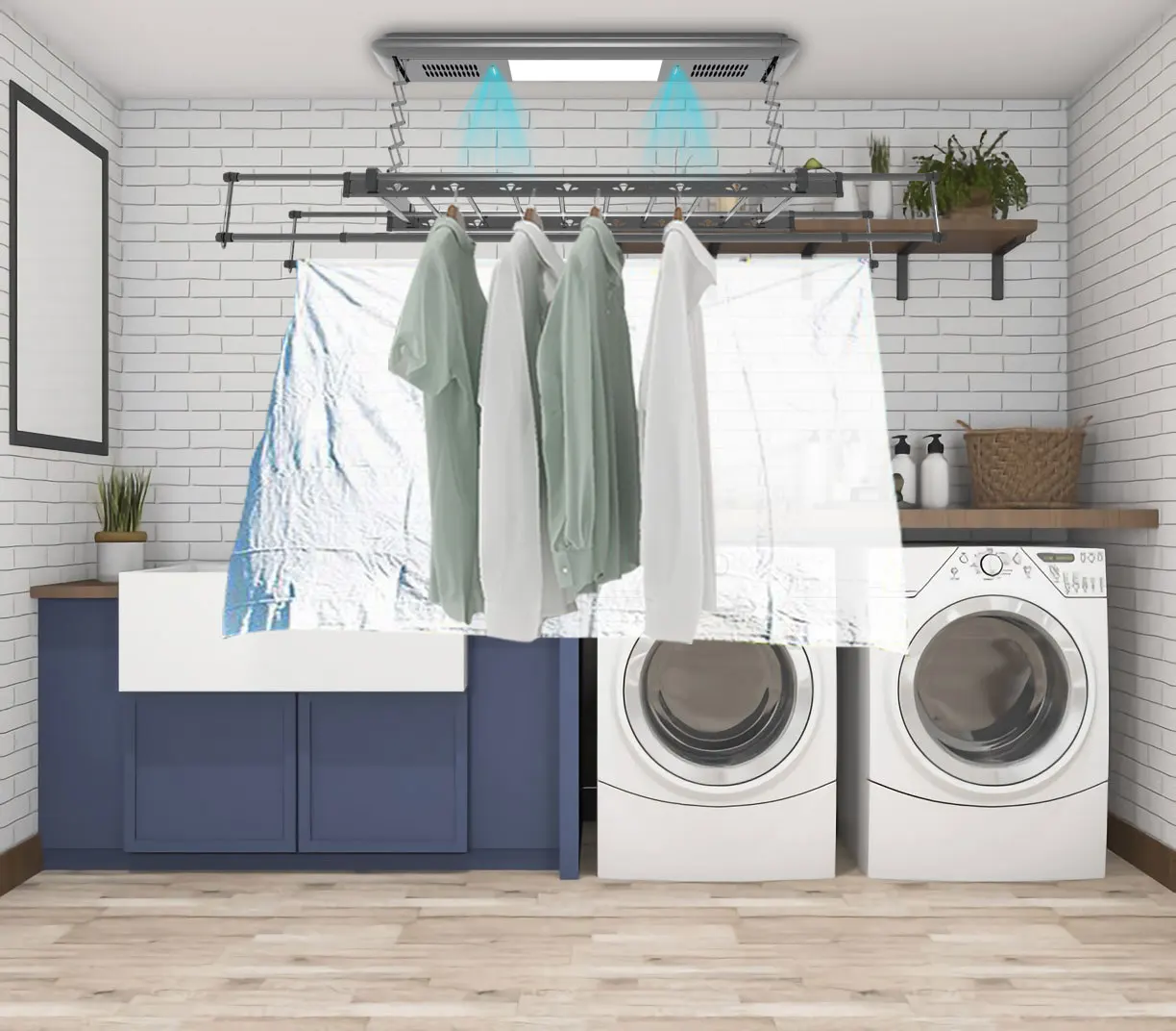 

Multi Function Smart Electric Lifting Ceiling Laundry Electric Automatic Remote Control Folding Hanger Drying Clothes Rack