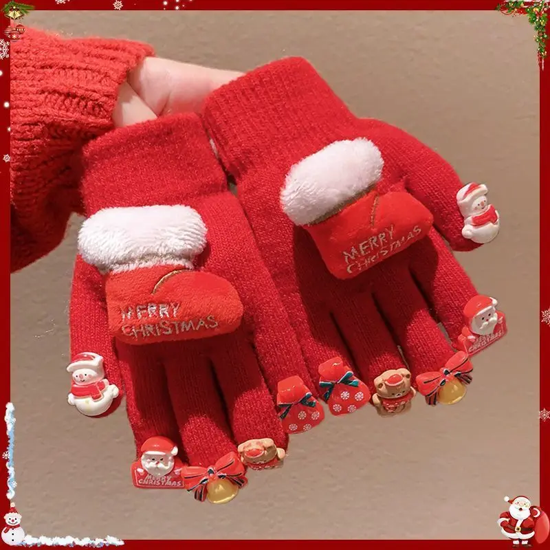 

New style Christmas gloves - cute winter baby warm and cozy Santa Claus with five fingers and separate fingers.