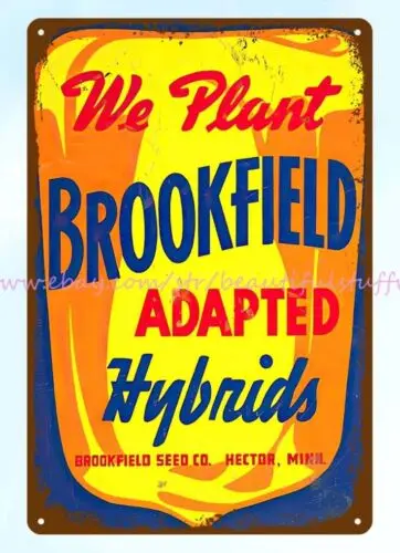 Brookfield Adapted Hybrids Seed Coin metal tin sign collectible wall decor